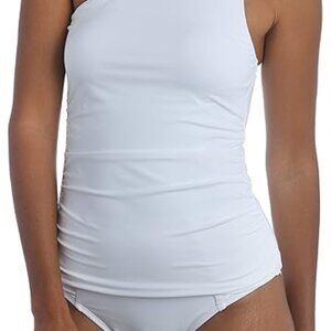 AMAVI Women's One Shoulder Tankini Top-Basic Hipster Bikini Bottom Set Size M